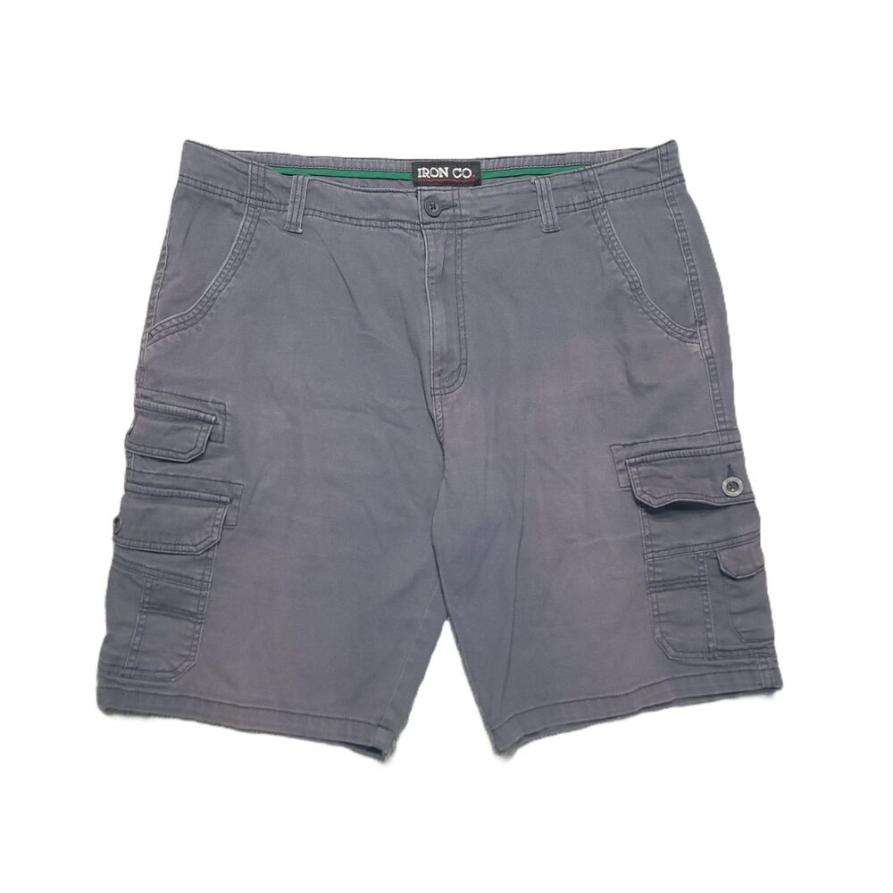 Iron Co Cargo Shorts Mens 38 Stretch Gray